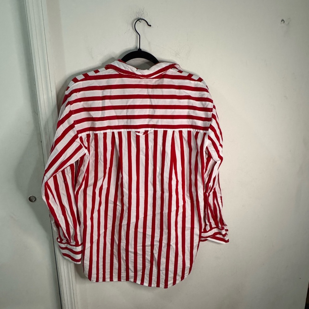 A New Day Red and White Striped Button Down Shirt, size XS - Picture 6 of 8